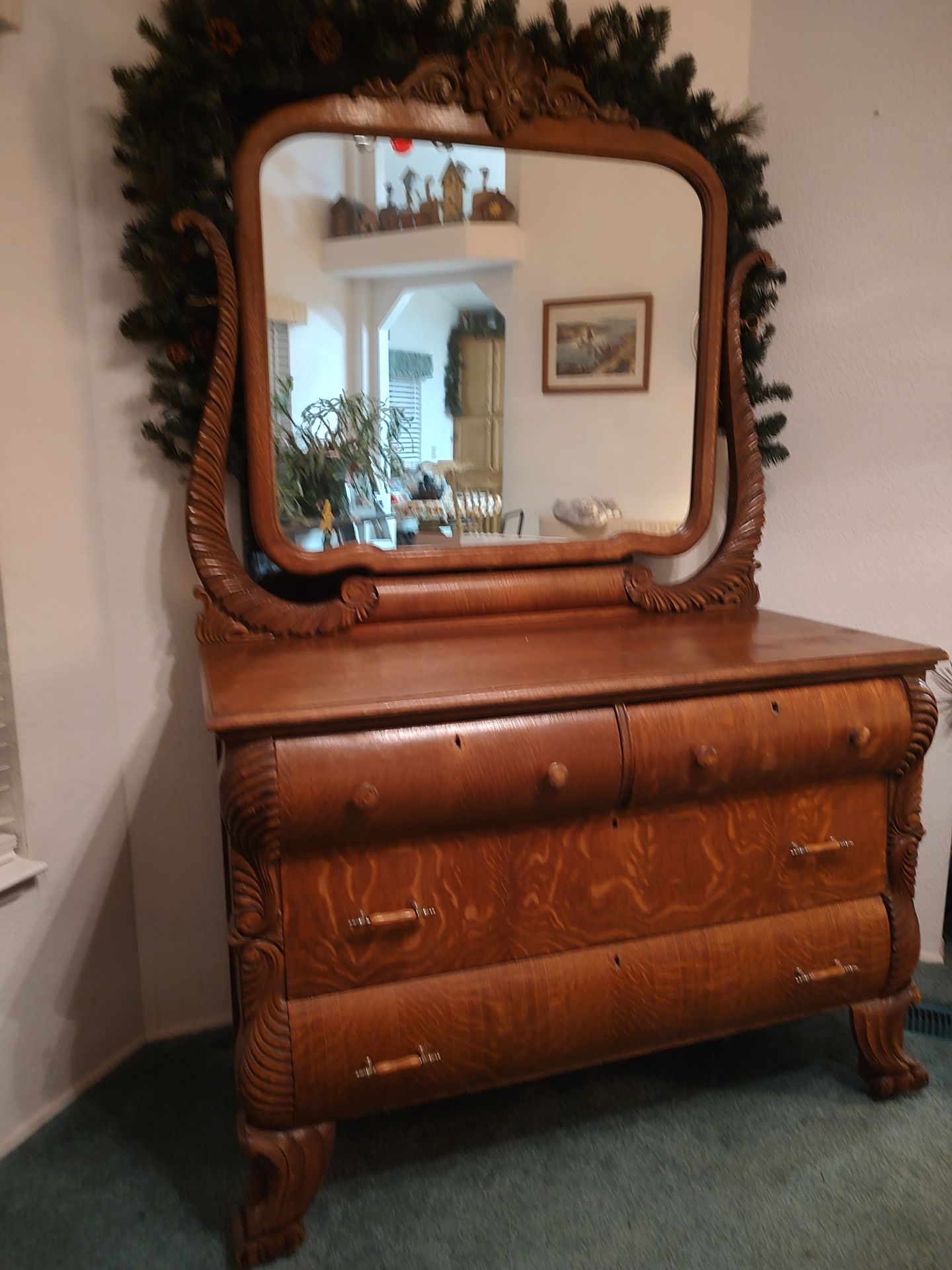 Antique Dresser and Sleigh Bed