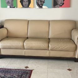Camel Color Leather Couch 