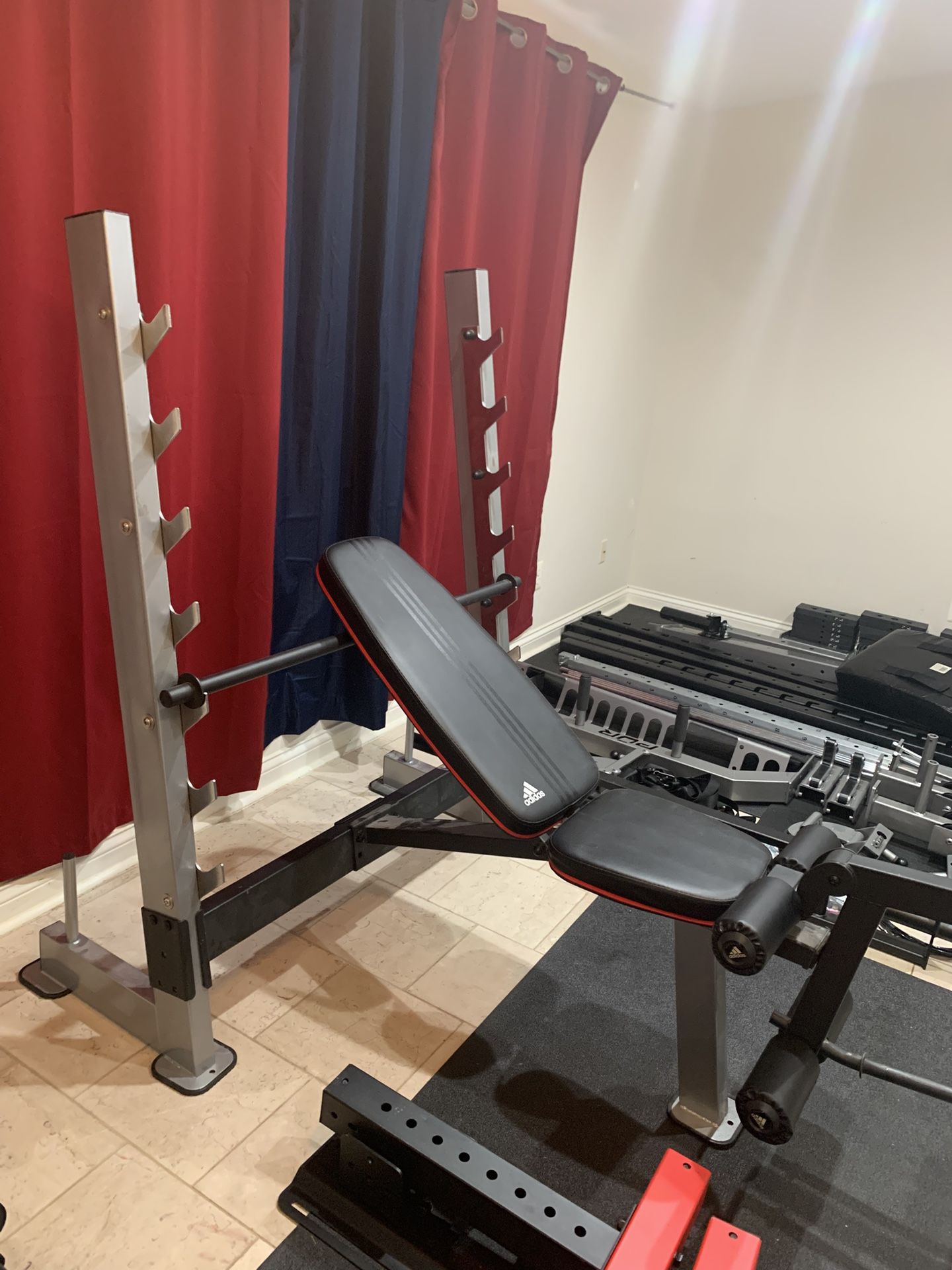 Like New Adidas Adjustable Weight Bench With Squat Rack