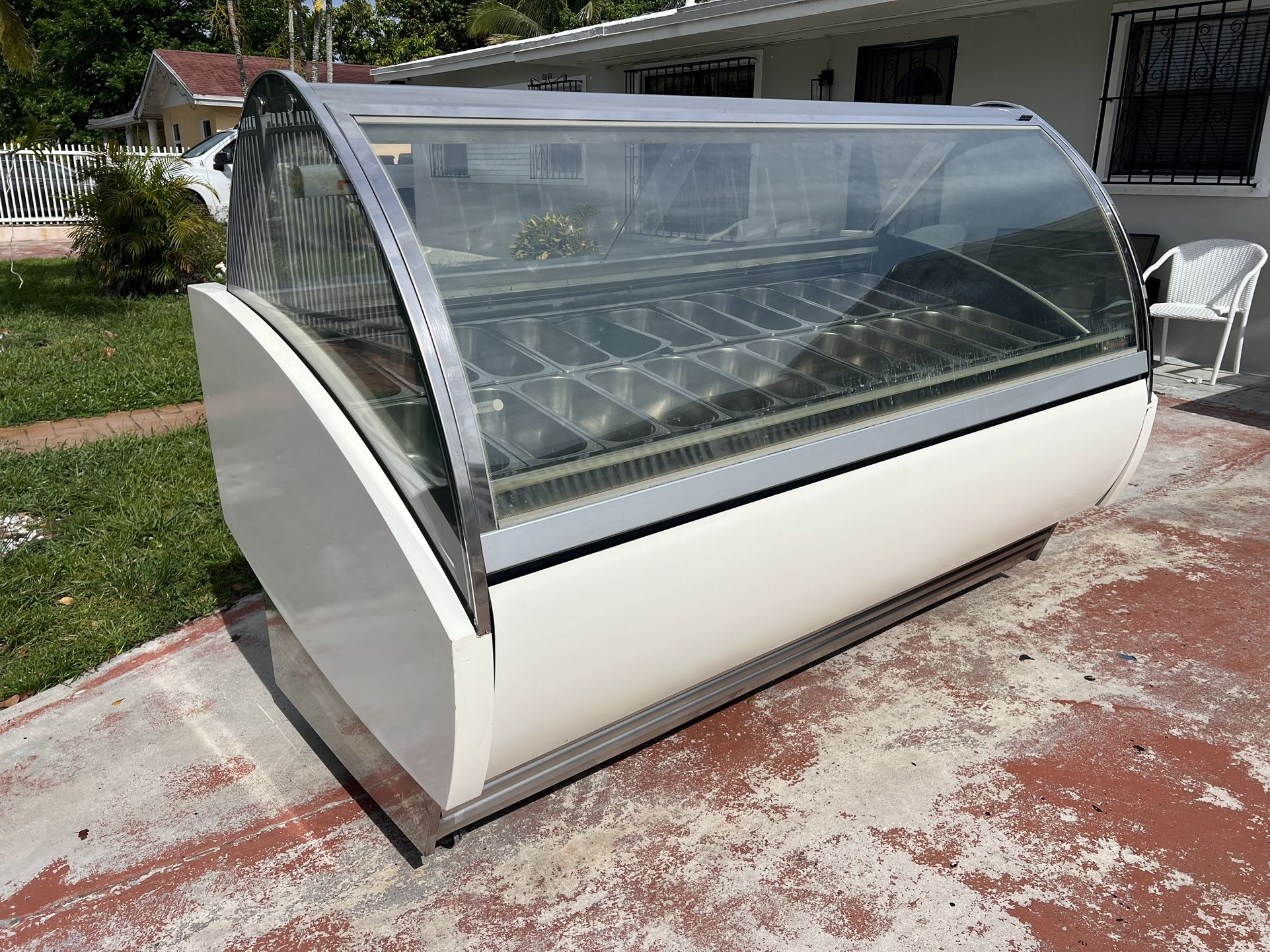 Commercial 24 Pan Gelato Ice Cream Dipping Cabinet Showcase Ice Cream Freezer