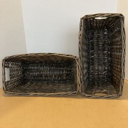 2 Wicker rectangle storage baskets