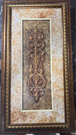 3 Large Ornate Gold/Bronze Framed Wall Panels (3 identical pieces shown)