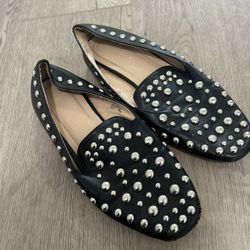 Black Silver Studded Flats 