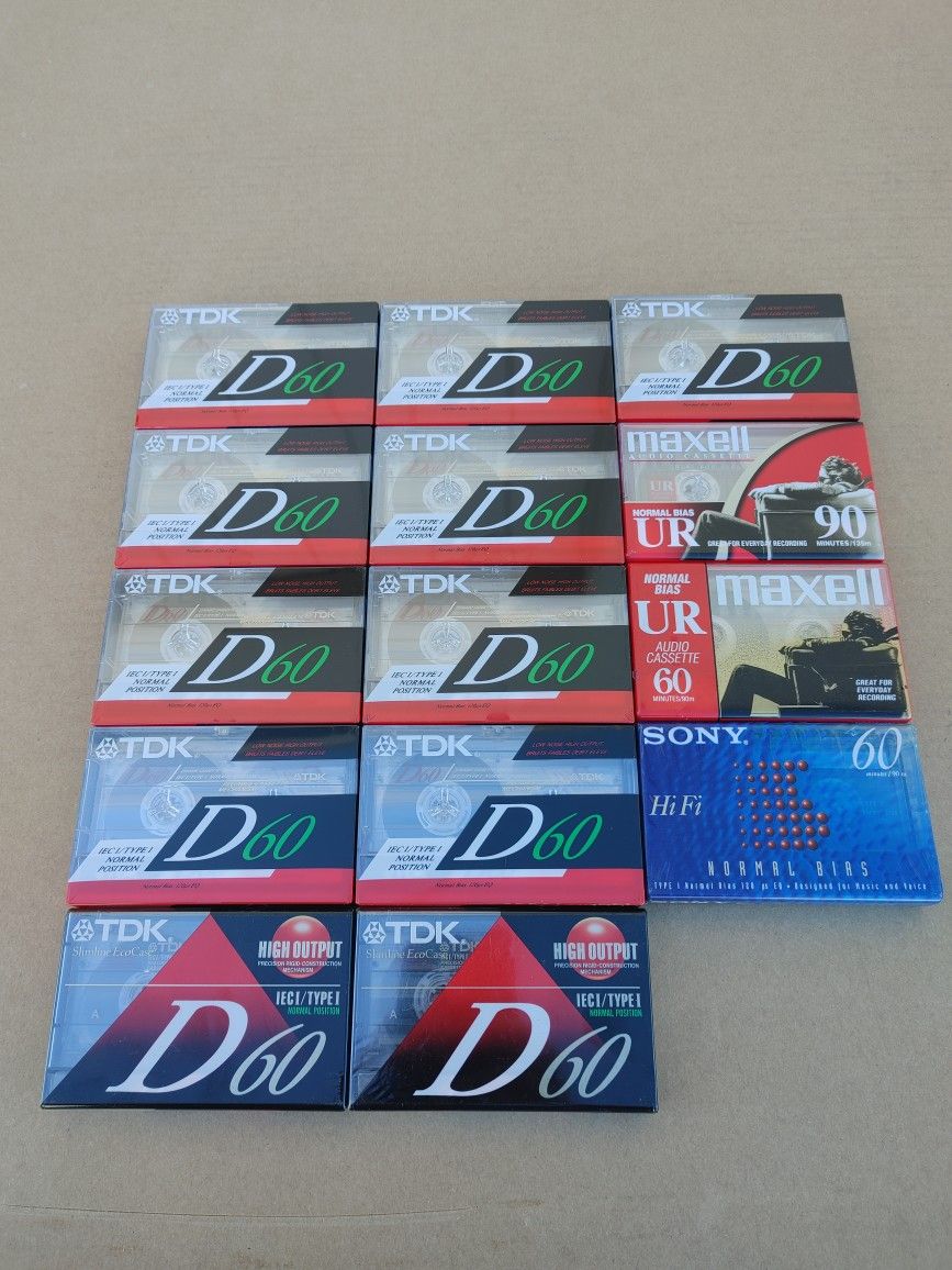 Lot of 14 NEW Normal Bias Cassette Tapes - TDK, MAXELL and SONY