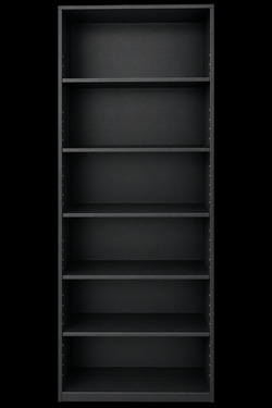 Tall and narrow black bookshelf