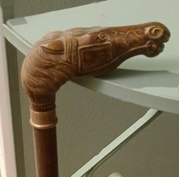 Vintage Wood Carved Horse Head Umbrella By Comoys Of London 