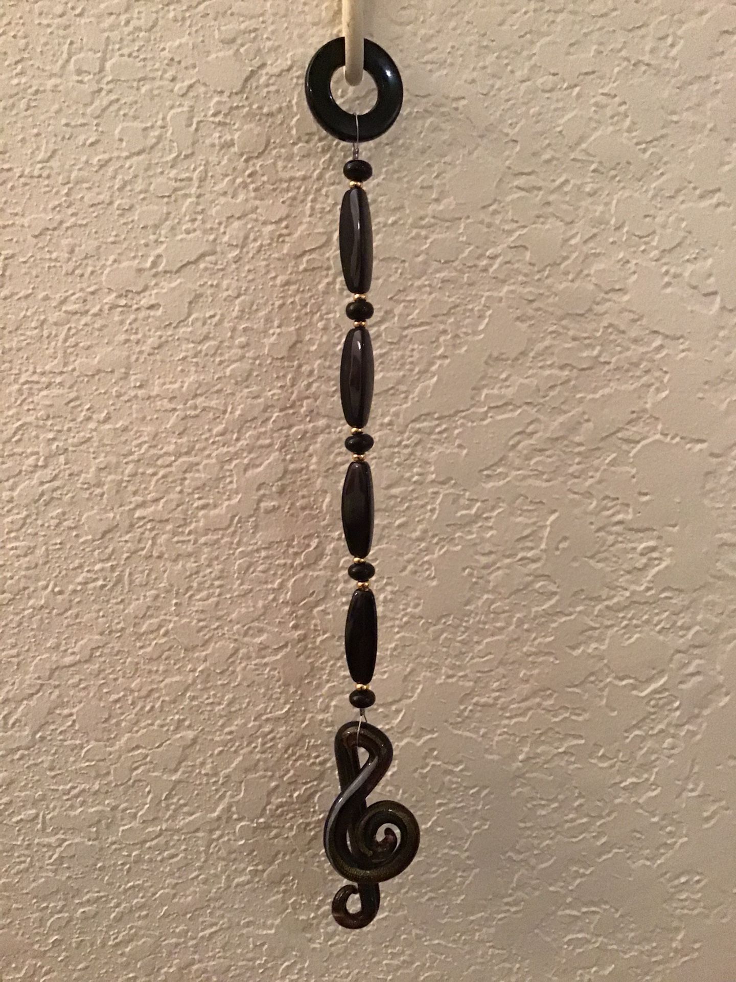 New Custom made Black Treble Clef Fun’dangle, hang on lamp shade, curtain rod, plant stake and more, hook included