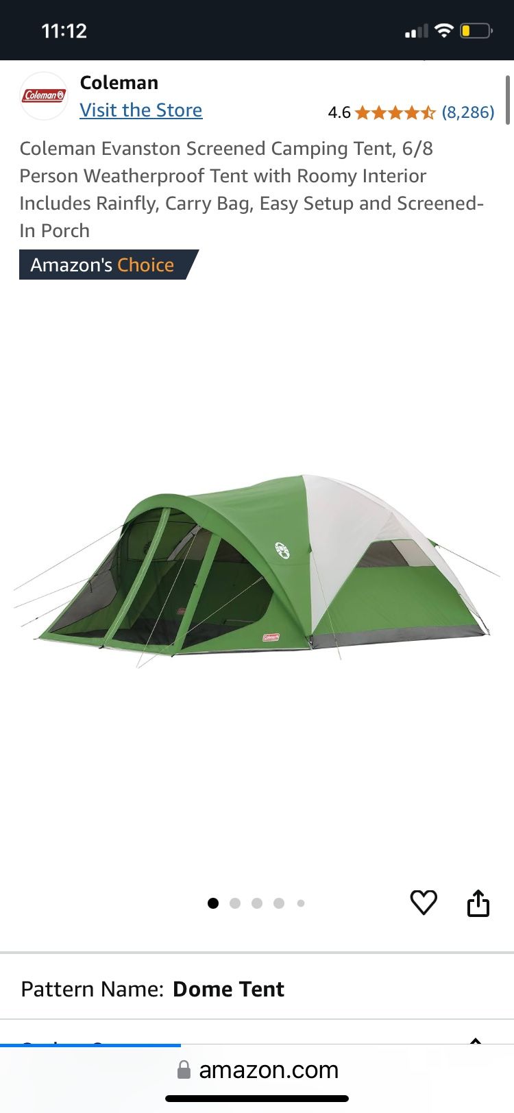 Coleman tent Evanston 8 person