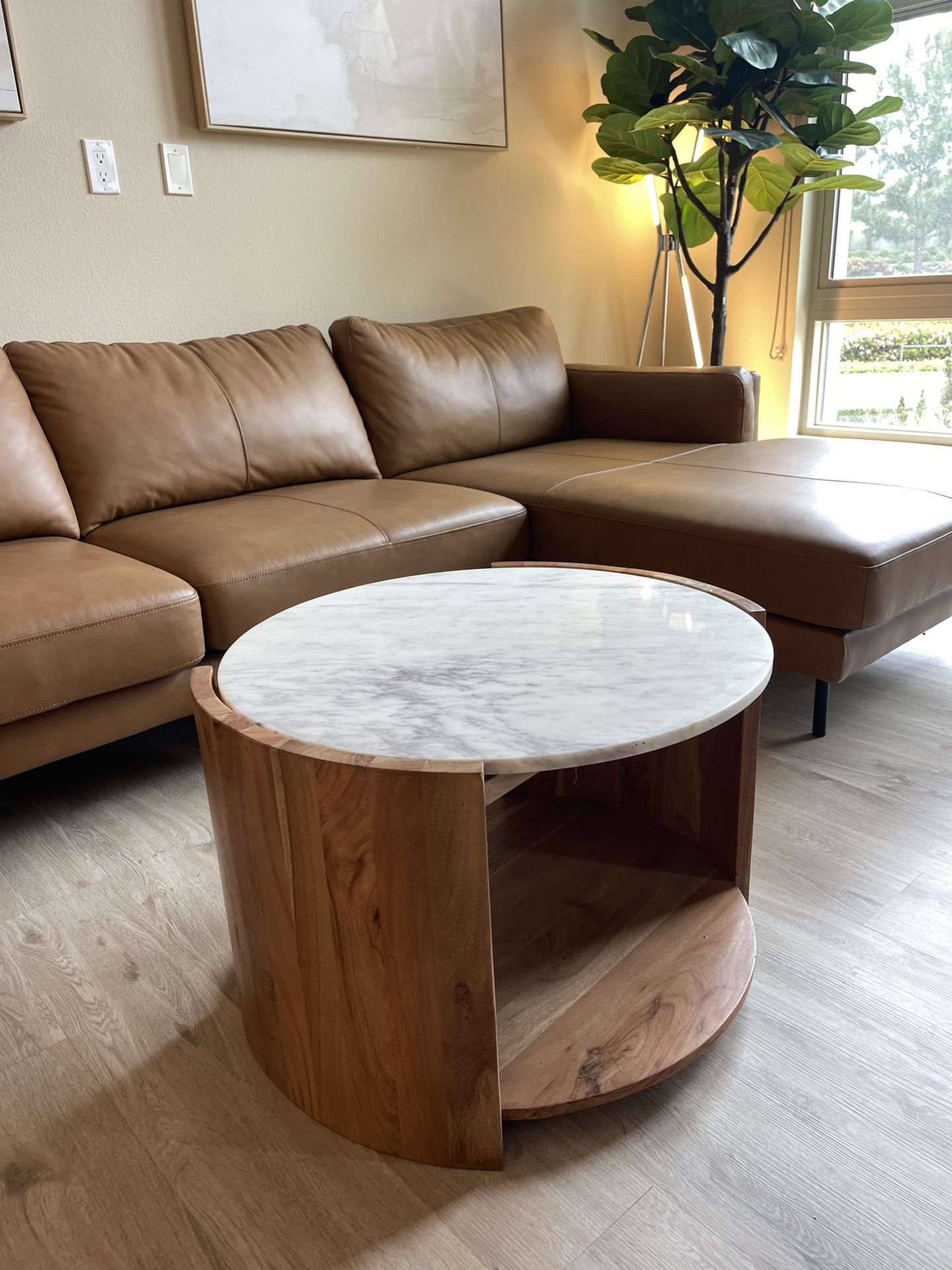 Solid Wood And Real Italian Marble Coffee Table
