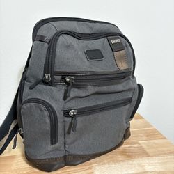 TUMI Alpha Bravo Backpack  Authentic Brown & Gray Canvas with Leather Trim (Model 222681AT2)