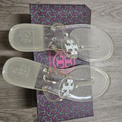 Brand New Tory Burch clear flat sandals