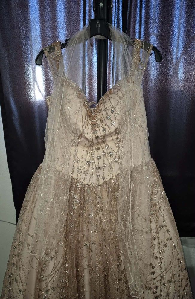 Vetido Rosa Gold Para XV Años