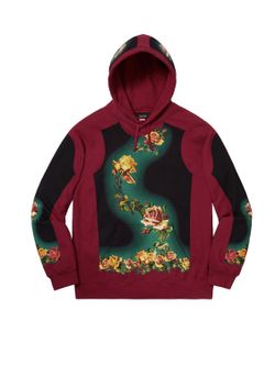 -Supreme Jean Paul Gaultier Floral Print Hooded Sweatshirt Cardinal