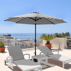 New 9ft Patio Umbrella, Outdoor Market Table Umbrella with Tilt Button, Crank and 8 Heavy Duty Ribs for Garden, Lawn, Backyard and Pool, Without Base 