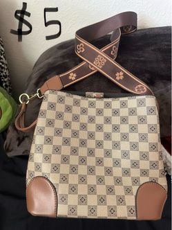 Checkered Crossbody Bag with Patterned Strap
