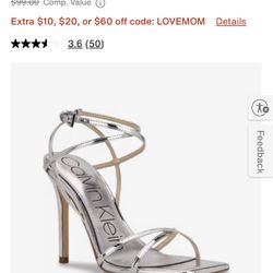 Silver Calvin Klein Heels Size 6
