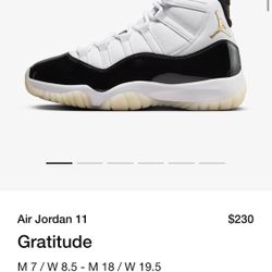 Jordan 11 DMP/Gratitude Size 12M