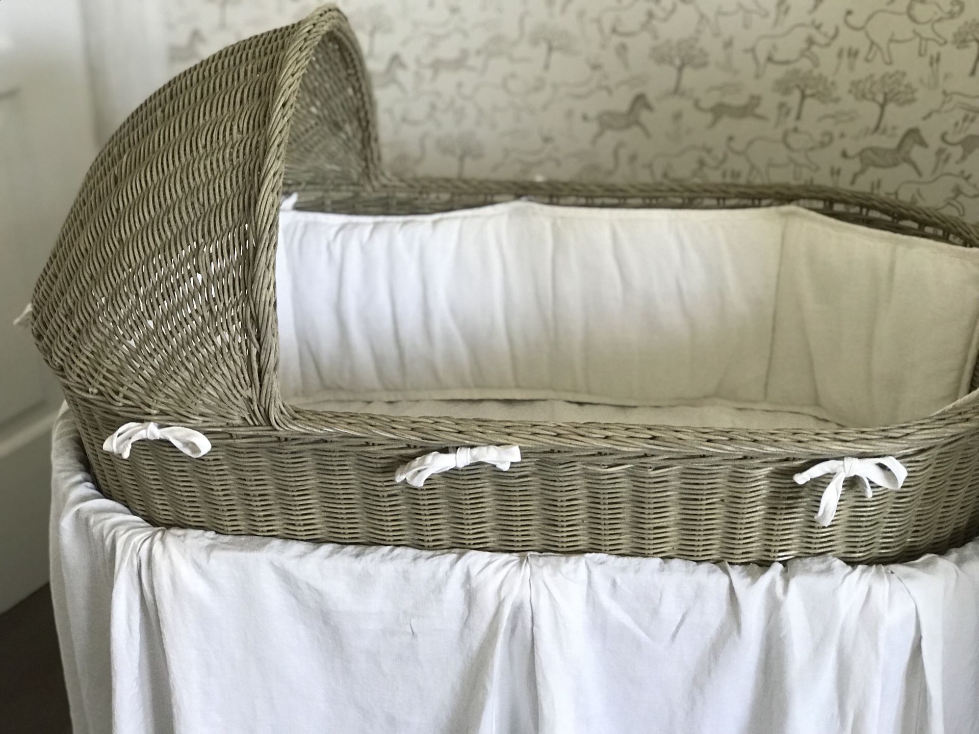 Restoration Hardware Heirloom Wicker Bassinet in Weathered Grey for Sale in Los Angeles CA OfferUp