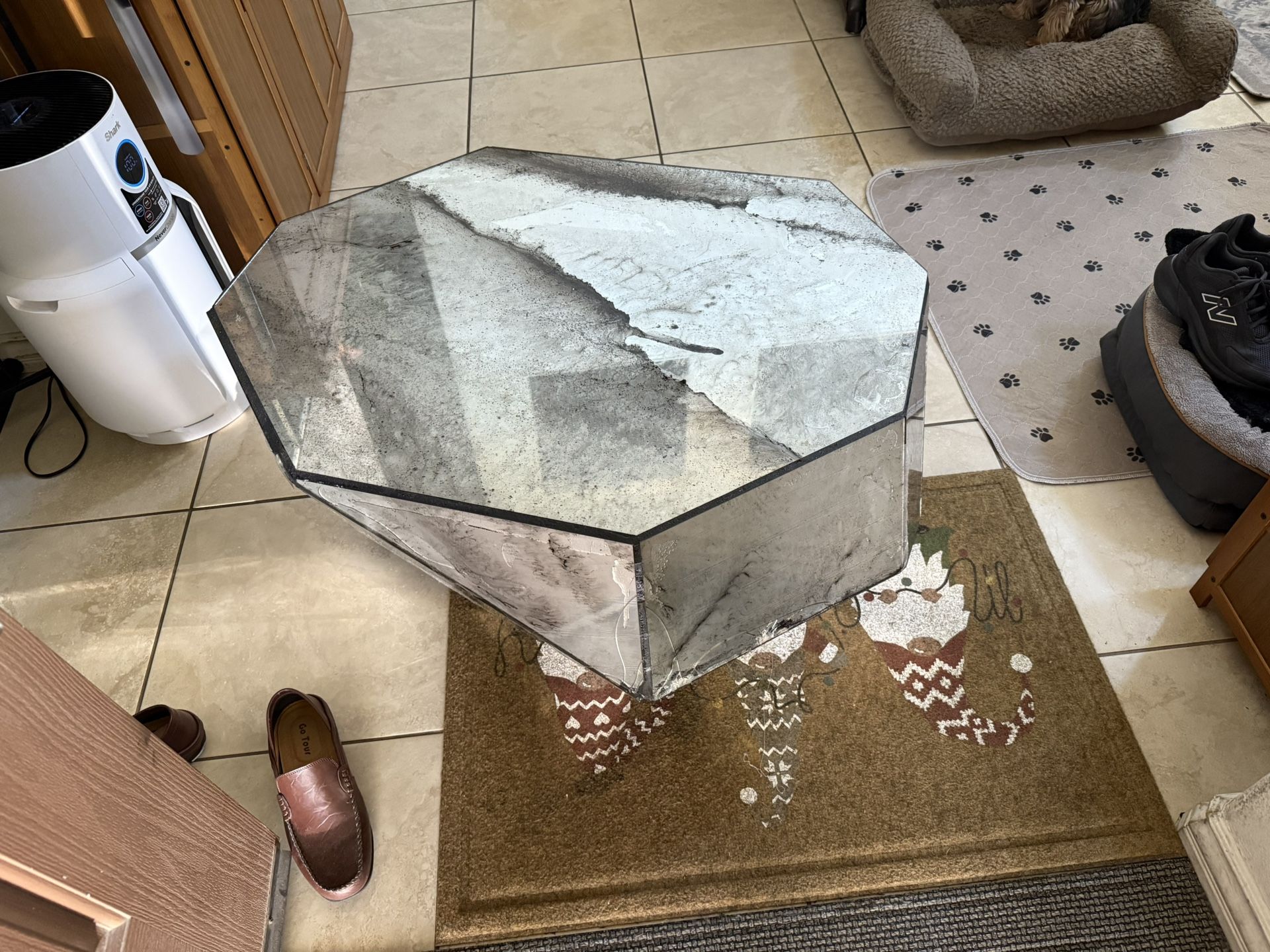 Modern Geometric Mirrored Coffee Table