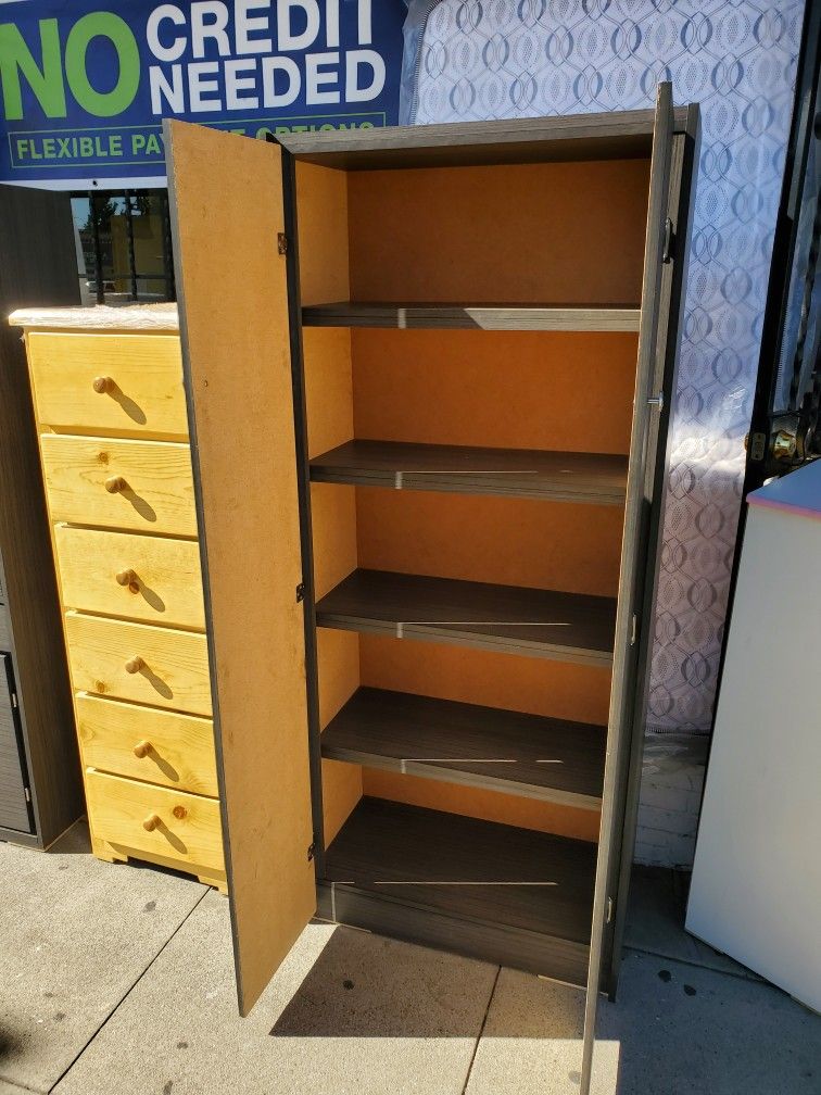 New Tall 2 Door Gray Kitchen Shelving Storage Pantry Cabinet Available In Other Colors Come Visit Our Store We're Open Every Day From 10am To 7pm
