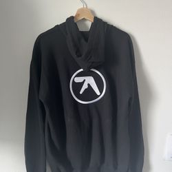 Black Aphex Twin Logo Zip Up Hoodie, Y2K Music Tour Merch Rave EDM  