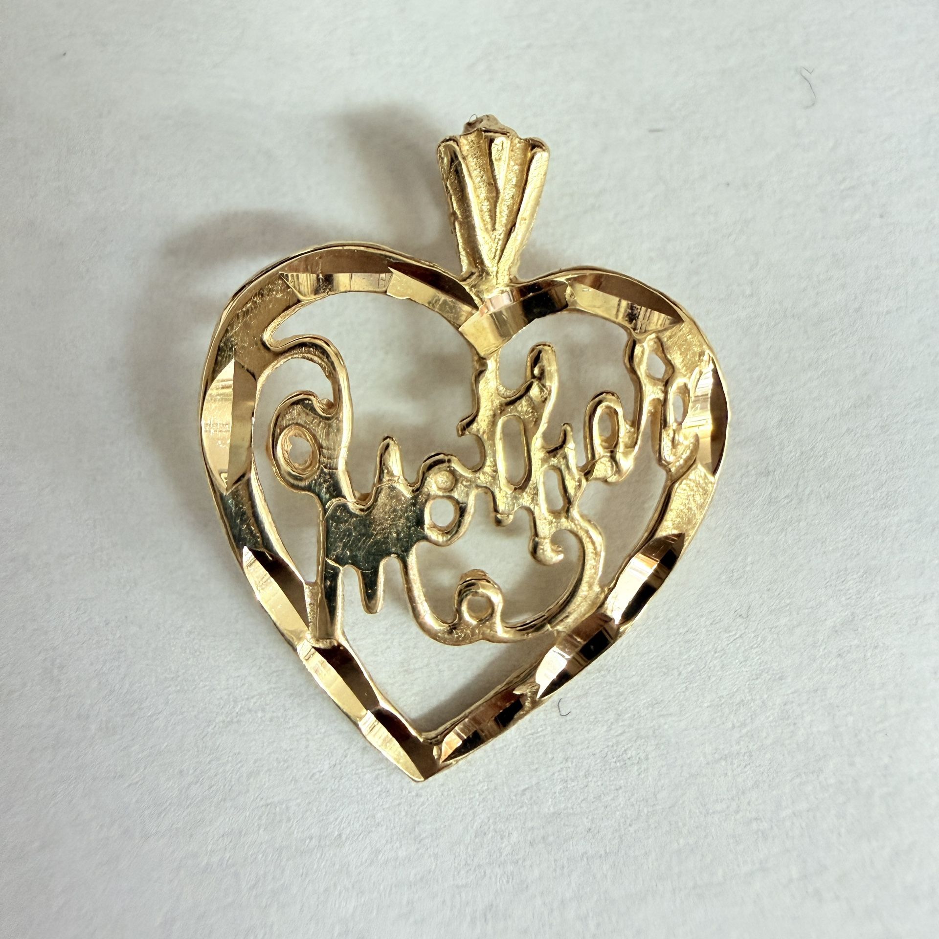 14K Gold Mother Heart Charm