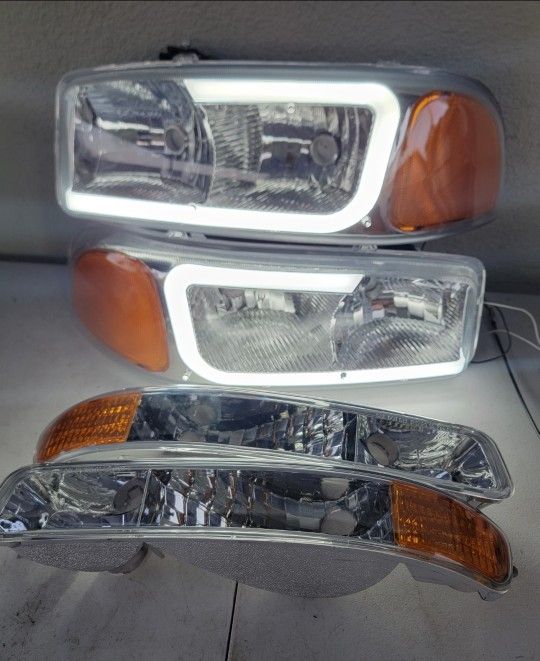 99-06 Gmc Sierra Yukon LED DRL Headlights Luces Micas Calaveras Faros Faroles Focos