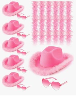 Zhanmai 18 Pcs Cowgirl Hat Boa Cowboy Hat Feather Boa Heart Shaped