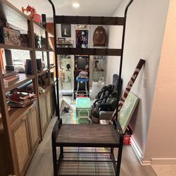 Entryway Hall Tree Bench w/ Coat Rack & Shoe Storage