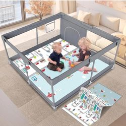 Brand New IN BOX 71"x47"x27" Xl Baby Playpen , Reversable Mat, Anti Collision Foam, Toddler Activity Center Corral De Bebe Child Safety Gate