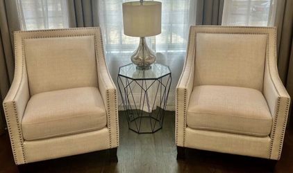 Abbyson Home Adrienne Accent Chairs In ivory/White (Set of 2), LIKE NEW
