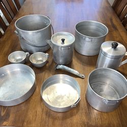 Vintage Palco Camp Kitchen Nesting Set / Pots Pans Kettle Lid and Cups