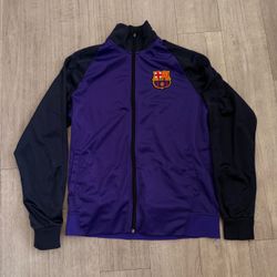 Vintage Late 90s FC Barcelona F.C.B Track Jacket Fleece Lined Purple