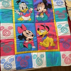 Antique Disney 1980’s Dundee Mills Baby Comforter “Best Friends”