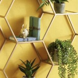 Gold Honeycomb Wall Shelves