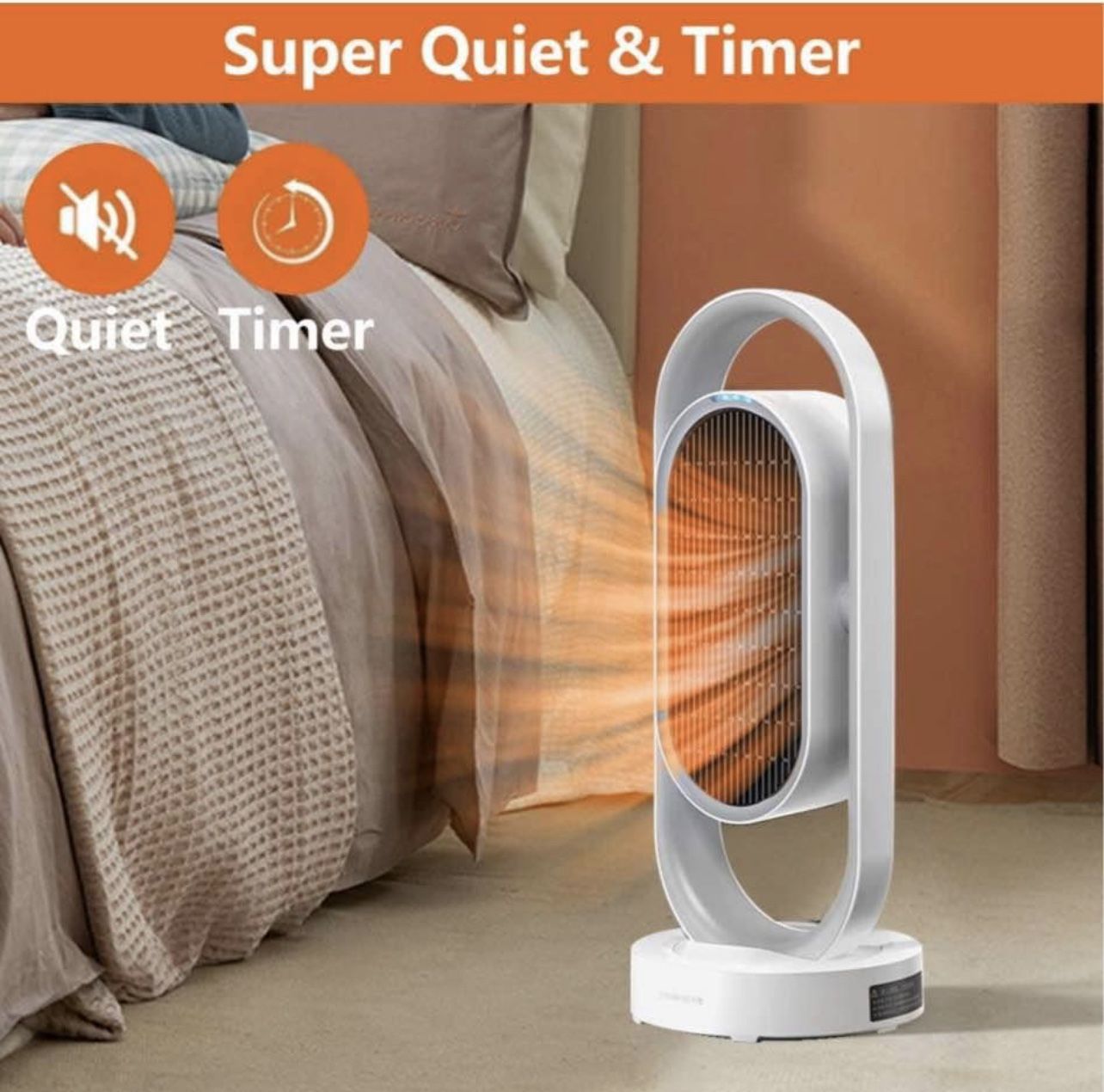 Fit Choice 1500W Oscillating Space Heater for Indoor Use, Fast Heating Within 2s with PTC Heating Te