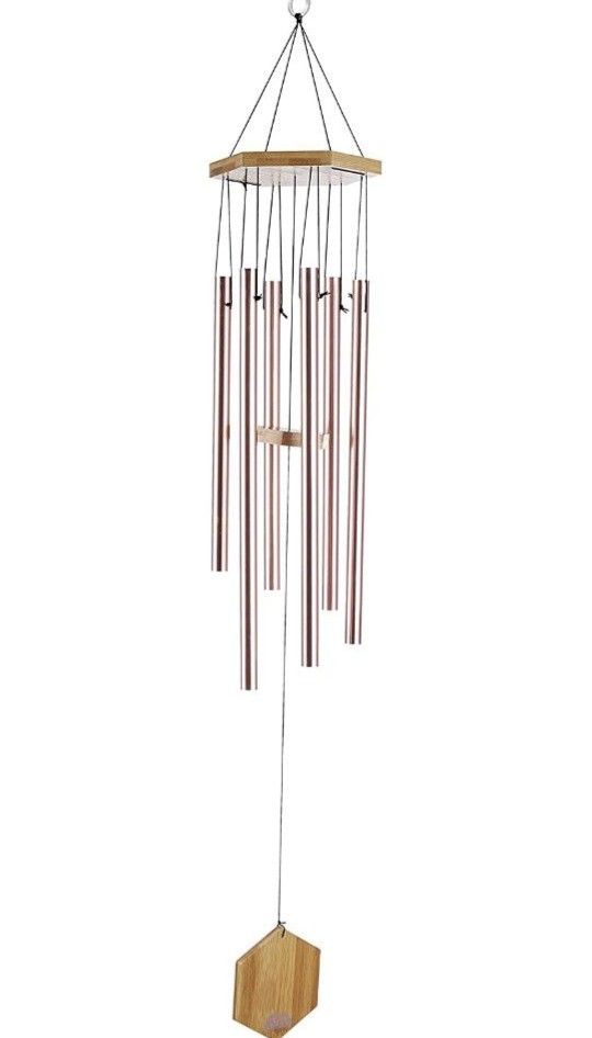 Brand New Crafted with Love. Bamboo/Aluminum chime for your Home, Outside Garden Patio Décor- Copper Red