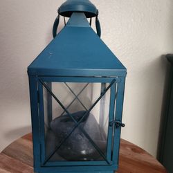 Blue Lantern Candle Holder