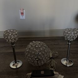 Crystal Orb Table Lamp & Wax candle’s  Clear/ Chrome Home Accent