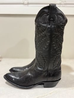 Vintage Panhandle Slim Black Teju Lizard Cowboy Boots Men’s 8.5 B