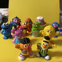 Sesame Street Work Shop Figures lot of 11. Cake Toppers, Play Figures