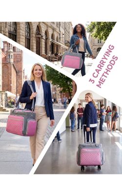 Amythe Rolling Teacher Tote Bag with Wheels, Rolling Briefcase for Women, 15.6 Inch Laptop Bag, 5-Wheel Rolling System with Detachable Trolley for Wor