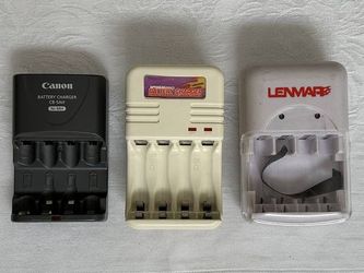 Canon and Lenmar AA and AAA Battery Chargers, $5 to $10 Each
