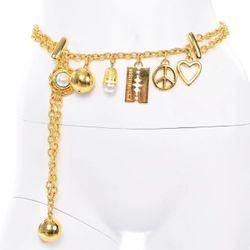Moschino Iconic Gold Link Charm Belt