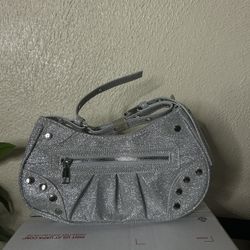 Sparkling Silver Shoulder Bag. Y2K Style 
