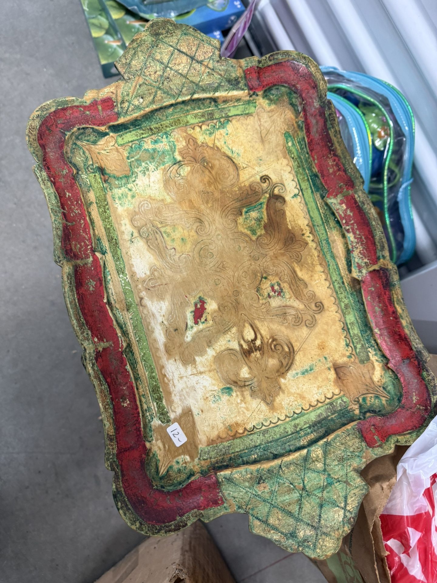vintage Florentine wooden tray.