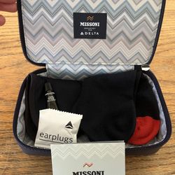 New Missoni X Delta Airlines Amenity Toiletry Travel Bag, Navy Blue With Accessories 