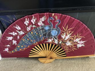 2 items: XL Silk Hand painted Fan + Shade Umbrella 