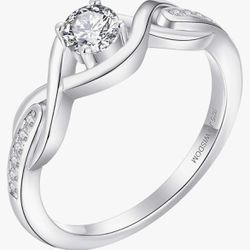 O WISDOM Infinity Knot Promise Rings for Her Sterling Silver Cubic Zirconia Wedding Engagement Rings