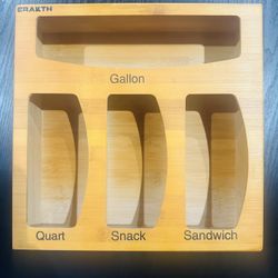🌿 Bamboo Ziplock Bag Organizer – 4 Slots (Gallon, Quart, Sandwich, Snack)